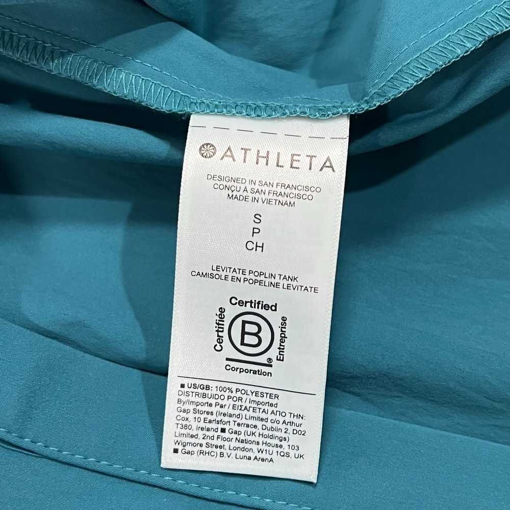 Athleta Borealis Green Levitate Poplin Sleeveless‎ Tank Top Women's Size Small - Picture 3 of 5